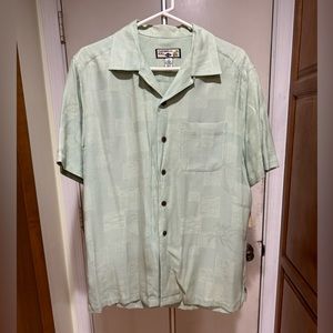 Caribbean Joe Button Up Hawaiian Shirt Mens Floral  Sage Size Small NWT